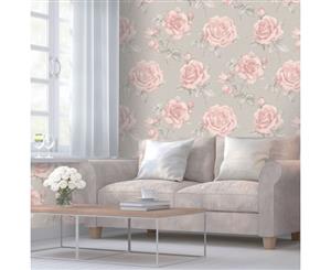 Belgravia Decor Rosa Floral Wallpaper Grey (9766)