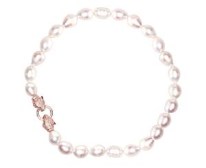 Bella Krystal - Women's Tessa Crystal Tiger & Off White Fresh Water Pearl Necklace