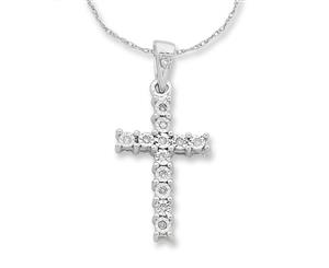 Bevilles 9ct White Gold Diamond Set Cross Necklace