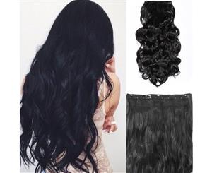 Black Brown High Grade Synthetic Hair Wavy Curly Clip-In Hair Extension 5 Clips 22"