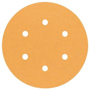 Bosch 150mm 120-Grit 6-Hole Hook & Loop Sanding Disc for Wood & Paint - C470 - 5 Piece