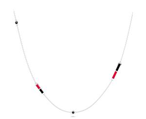 Calgary Flames Black Onyx Chain Necklace For Women In Sterling Silver Design by BIXLER - Sterling Silver