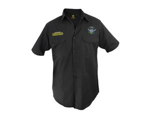 Canberra Raiders NRL Short Sleeve Button Work Shirt BLACK