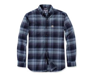 Carhartt Mens Hamilton Long Sleeve Cotton Flannel Shirt - Navy