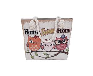 Cartoon Owl Canvas Women's Tote Bag - Brown