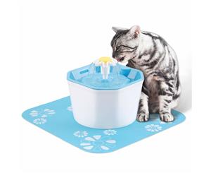 Catzon Pet Automatic Electric Water Dispenser 1.6 Liter Flower Design Pet Fountain Ultra Quiet Pump Replaceable Filter-Blue