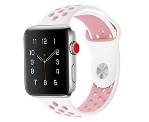 Catzon Sport Soft Silicone Apple Watch Strap iWatch Band Bracelet Replacement Band For iWatch Series 1 2 3 4 - White Pink