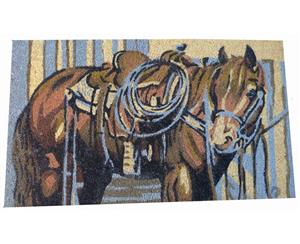 Coir Door Mat Farm Stables Horse &quotCowboys Western Horse"