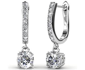 Dangle Earrings Embellished with Swarovski crystals-White Gold/Clear