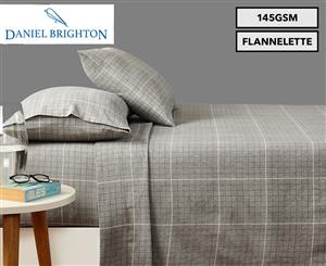 Daniel Brighton Ally Flannelette 145GSM Sheet Set - Grid Grey