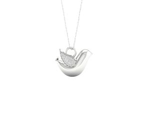 De Couer Sterling Silver Diamond Balloon Bird Pet Necklace (1/10CT TDW H-I Color I2 Clarity)