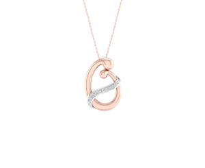 De Couer Sterling Silver Diamond Rose Gold Plated Mom and Child Necklace (1/20CT TDW H-I Color I2 Clarity)