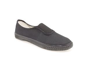 Dek Kids Unisex Junior Gusset Black Canvas Plimsolls (Black) - DF887