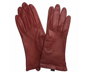 Dents Ladies Fine Lamb Leather Silk Lining Gloves - Red