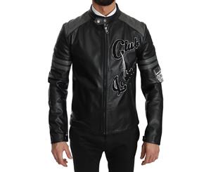 Dolce & Gabbana Black Leather Bullskin Club Bomber Jacket