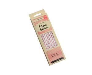 Eddingtons 30 Pack Paper Straws White & Red Polka Dot