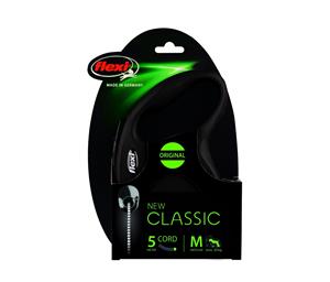 Flexi Retractable 5M Dog Lead Classic Cord Medium Black