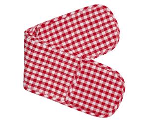 Gingham Check Kitchen Double Oven Gloves RED CHECK Pot Holder Mitts New