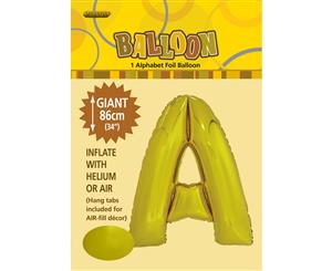 Gold A Alphabet Foil Balloon 86cm