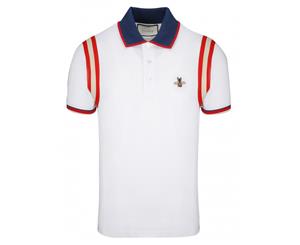 Gucci Men's Bee Detail Polo Shirt - White