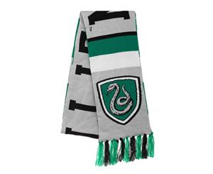 Harry Potter Scarf Slytherin House Crest Varsity Logo Official - Grey