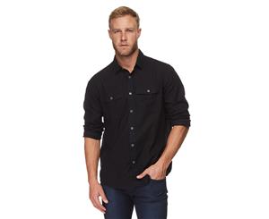 Ike Behar Men's Long Sleeve Linen Shirt - Black