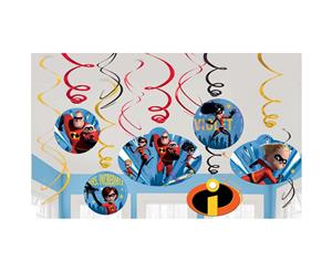 Incredibles 2 Party Supplies Hanging Swirls Decorations 12 Pack