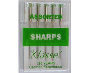 Klasse Sewing Machine Needles SHARPS Assorted Mix Pack of 5 Needles