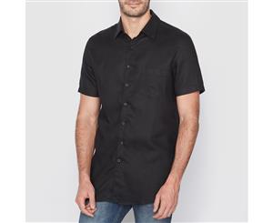 La Redoute Collections Mens Straight Cut Linen Shirt - Black