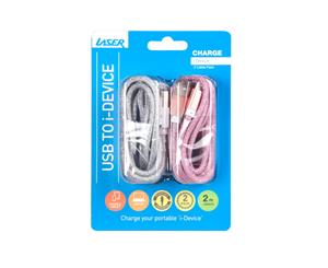 Laser Twin Twin Pack Glitter Lightning Charge Cable Pink Silver