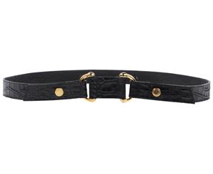 Les Copains Women's Croc Print Belt - Black