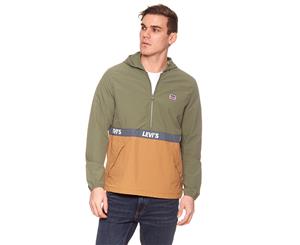 Levi's Men's Hooded Logo Pullover Windbreaker - Army Green