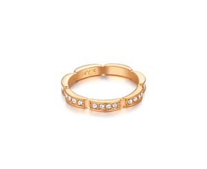 Maillon Link Ring with Swarovski Crystals Rose Gold Plated