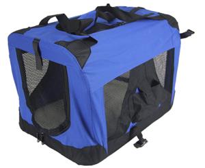 Medium Portable Foldable Dog Cat Soft Crate Carrier-Blue