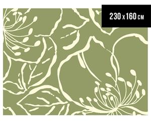 Modern Flower Outline 230x160cm Rug - Olive