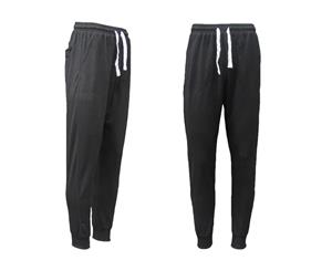 New Men's Slim Cuffed Hem Trousers Plain Track Sweat Pants Suit Gym Casual Sport - Black