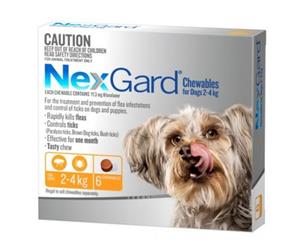 NexGard Flea & Tick Tablets for Dogs 2-4kg - 3 Pack (Orange) Chewable Tablets