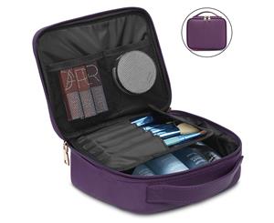 NiceEbag Women's Leather Travel Cosmetic Bag-Purple