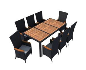 Outdoor Dining Set 17 Piece Wicker Rattan Acacia XXL Garden Table Chairs