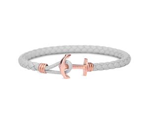 Paul Hewitt PHrep Lite Leather Bracelet Rose Gold Anchor - Grey