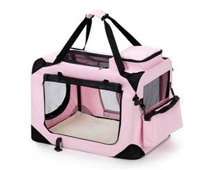 Pet Dog Cat Soft Crate Folding Puppy Travel Cage Medium Size - Pink