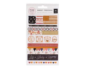 Pink Paislee - Sweet Freedom Washi Sticker Sheets 3 pack Strips & Shapes with Copper Foil