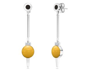 Pittsburgh Penguins Diamond Dangle Earrings For Women In Sterling Silver Design by BIXLER - Sterling Silver