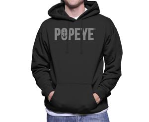 Popeye Anchor Light Text Men's Hooded Sweatshirt - Black