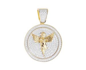 Premium Bling - 925 Sterling Silver Angel Medallion gold - Gold