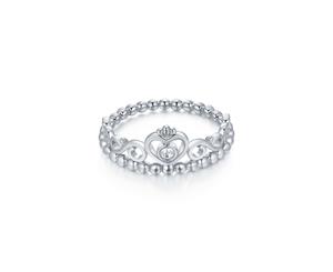 Princess Tiara Crown Statement Ring with Swarovski Crystal Rhodium Plated