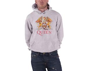 Queen Hoodie Classic Crest Band Logo Official Mens Pullover - Grey