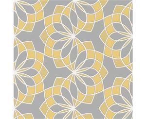 Rasch Scala Floral Spiro Geometric Wallpaper Yellow (304015)