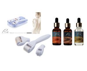 Re Facial Derma Roller All In One Set TITANIUM + Vitamin C Serum + Retinol Serum + 24K Gold Serum