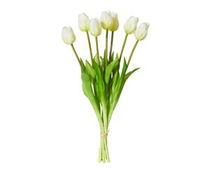 Rogue Plastic Metal Waterproof Artificial Tulip Bouquet White - Home Display